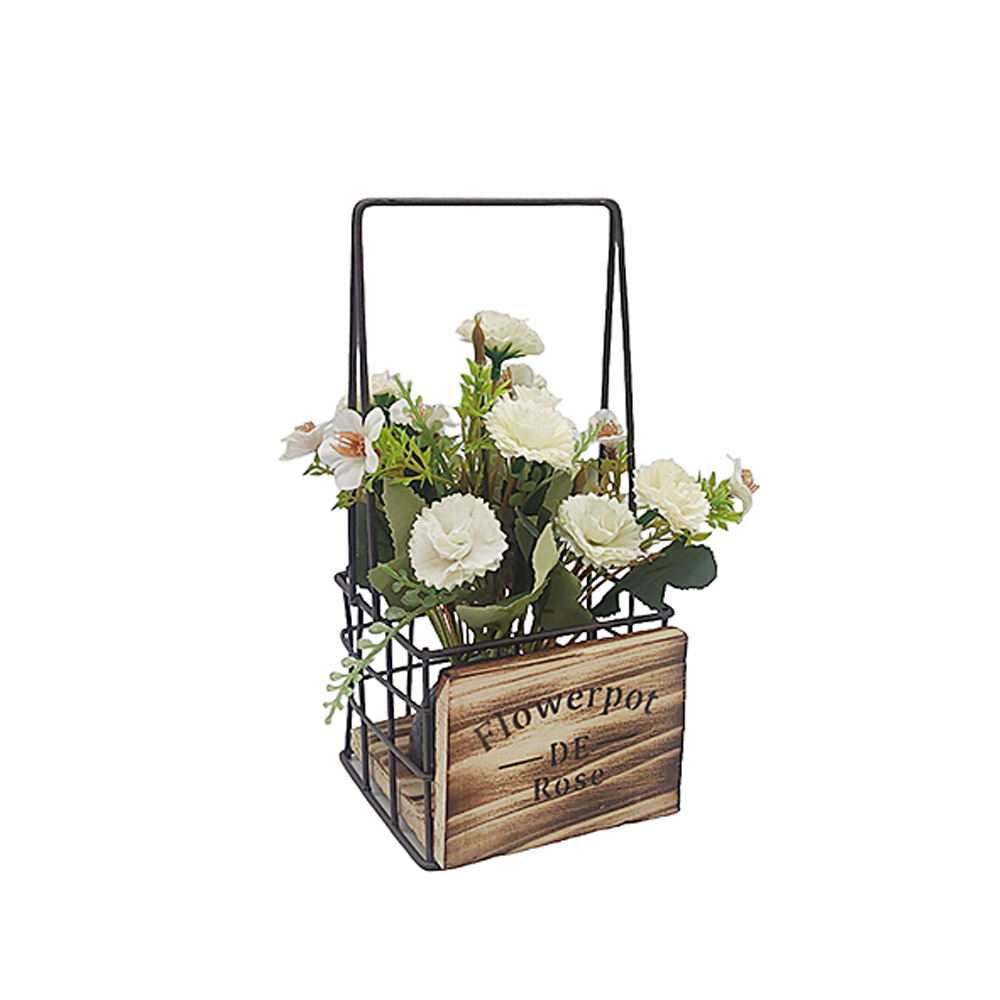 Canasta de Metal con Flores