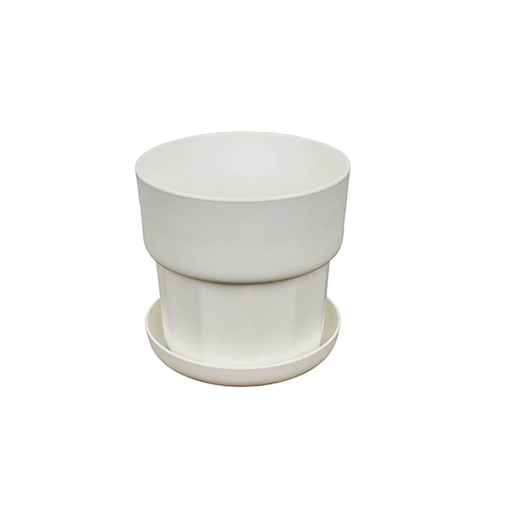 Maceta Plástico Blanca con Plato 13cm Alto