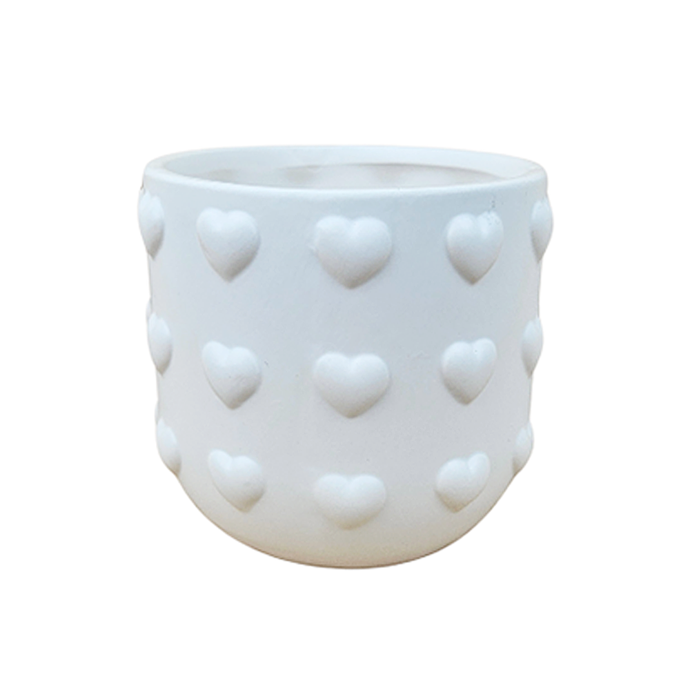 Maceta de Cerámica con Diseño de Corazones