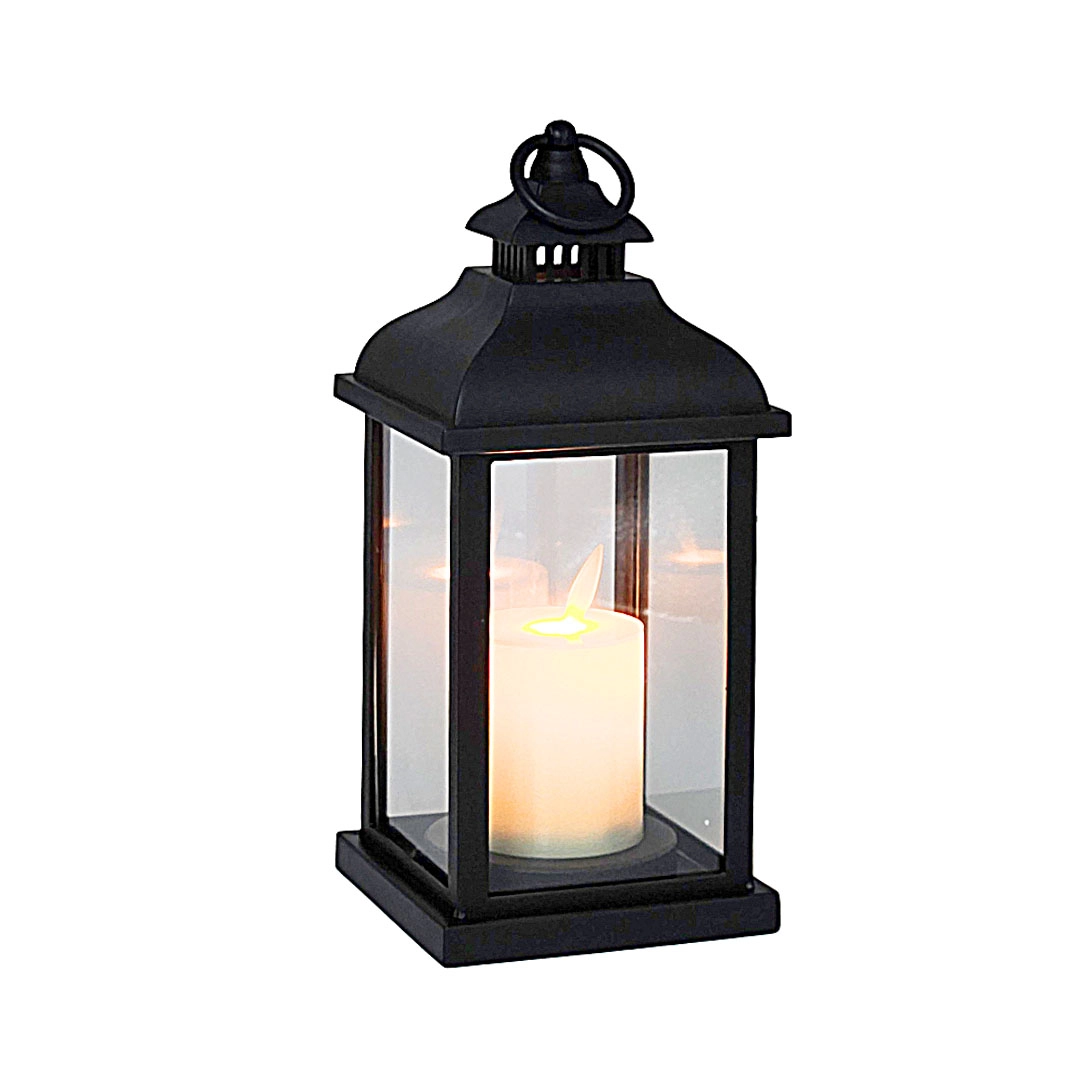 Farol con Vela a Pila 22,5cm Alto