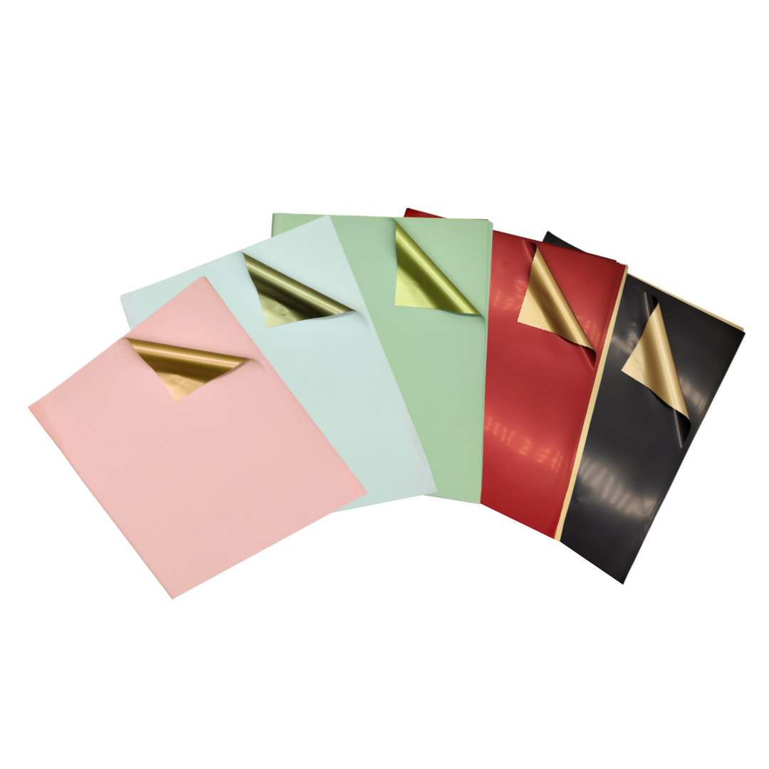 Papel Coreano Bicolor con Dorado 20 unid.