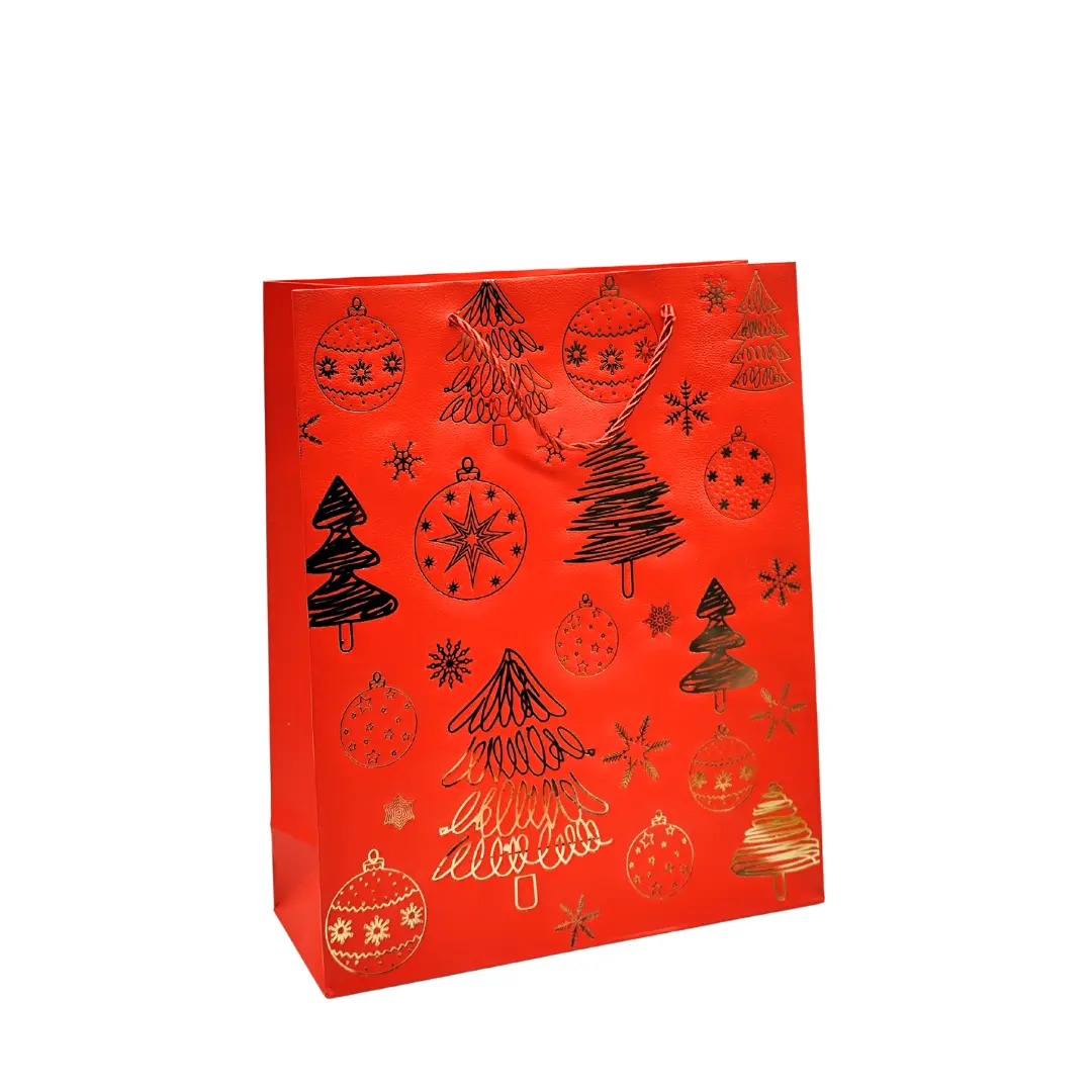 Bolsa de Regalo Navideña Árboles 32cm Alto - Pack 12uni.