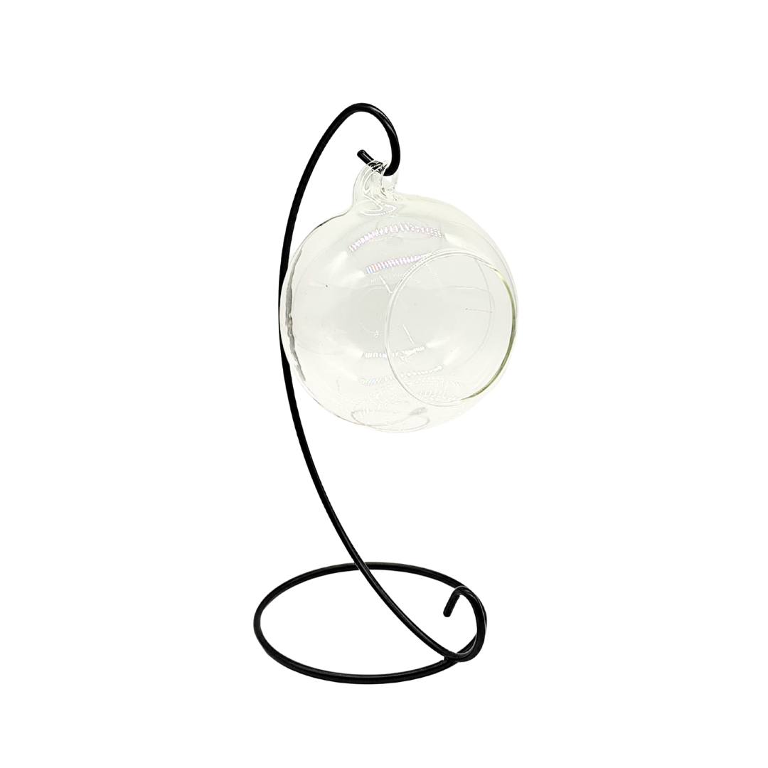 Florero de Vidrio Bola Colgante con Soporte