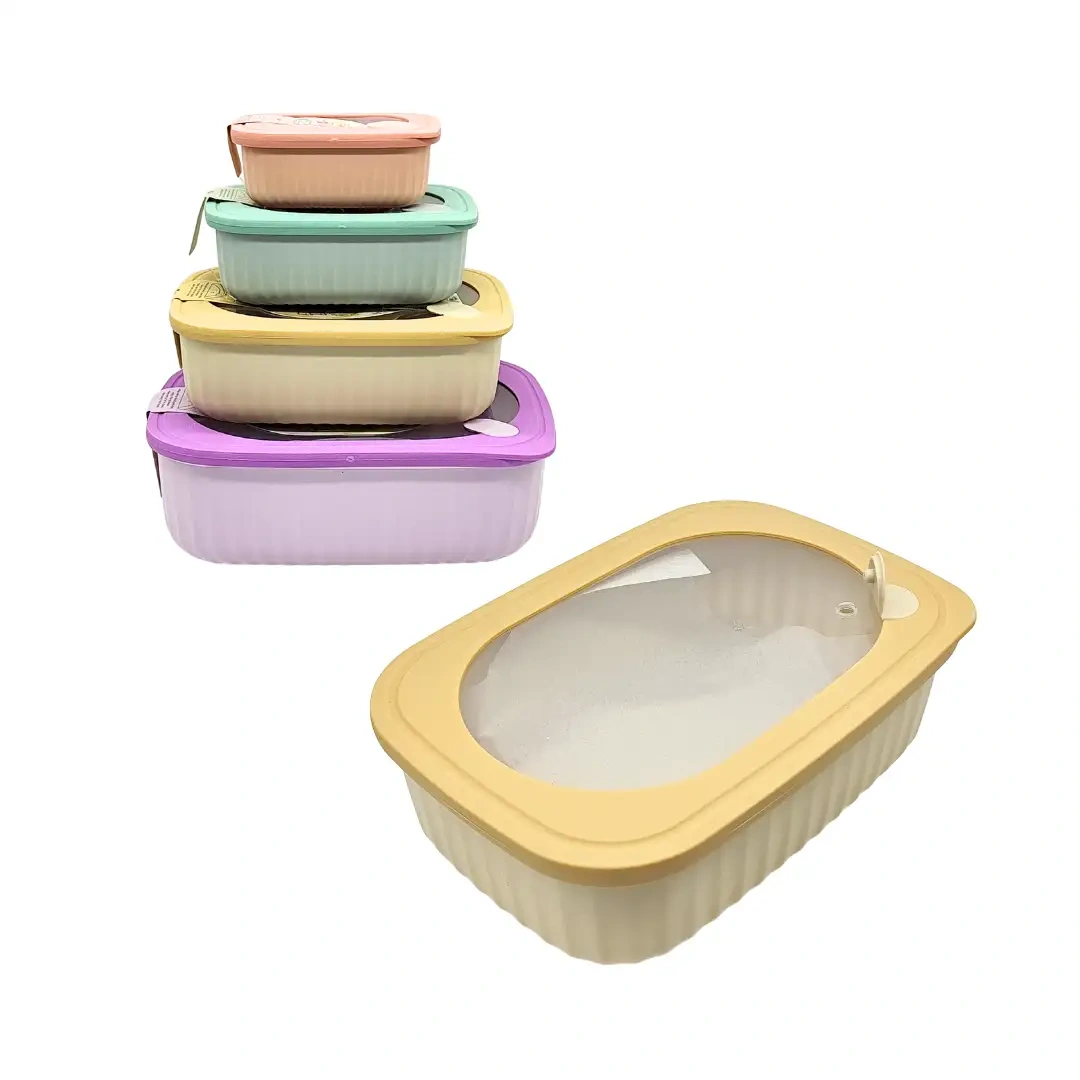 Set Tuppers Plasticos con Tapa de Silicona 4 Tamaños